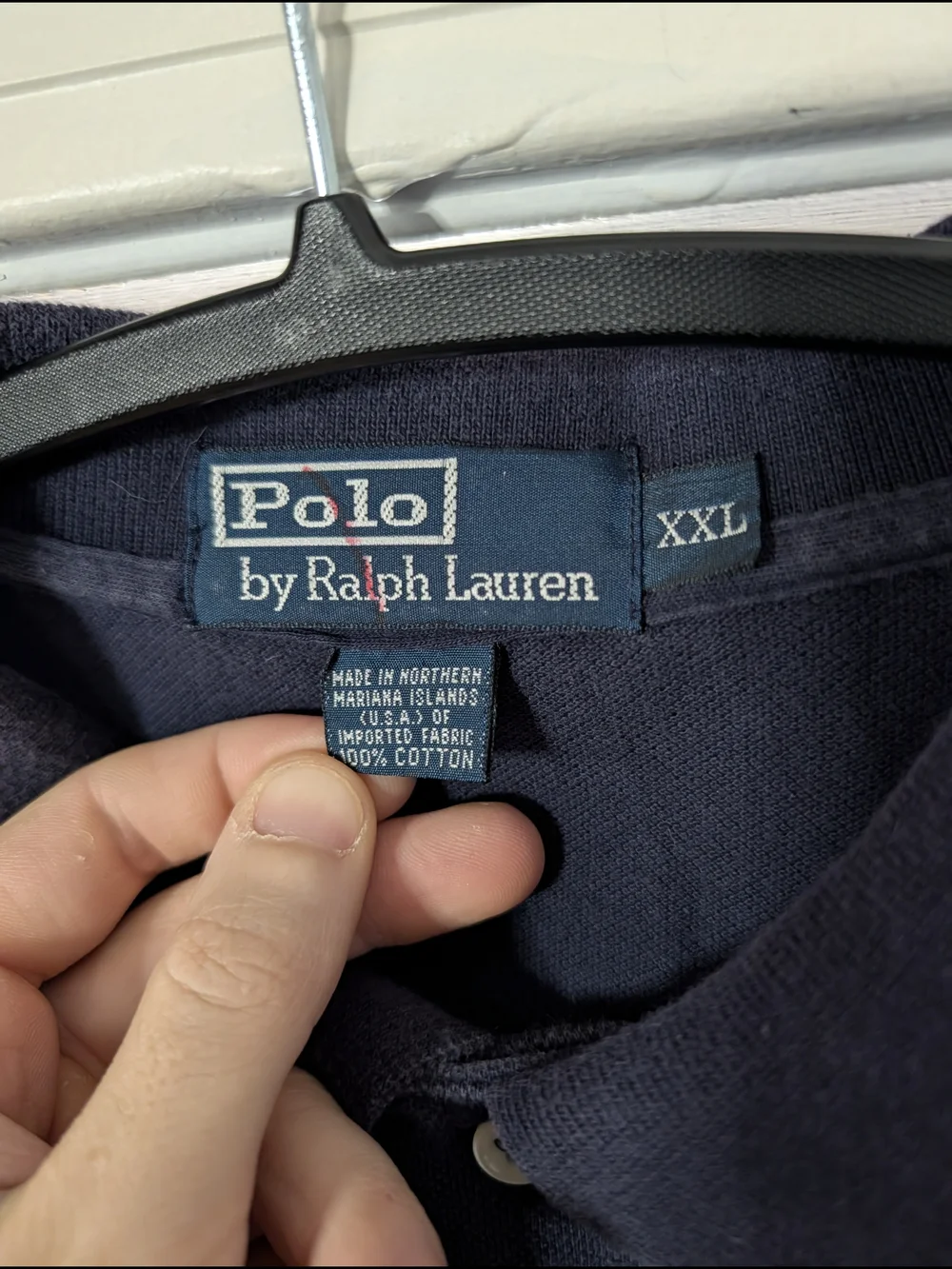 POLO RL Vintage Made In USA Navy Blue Red Logo Polo Shirt XXL